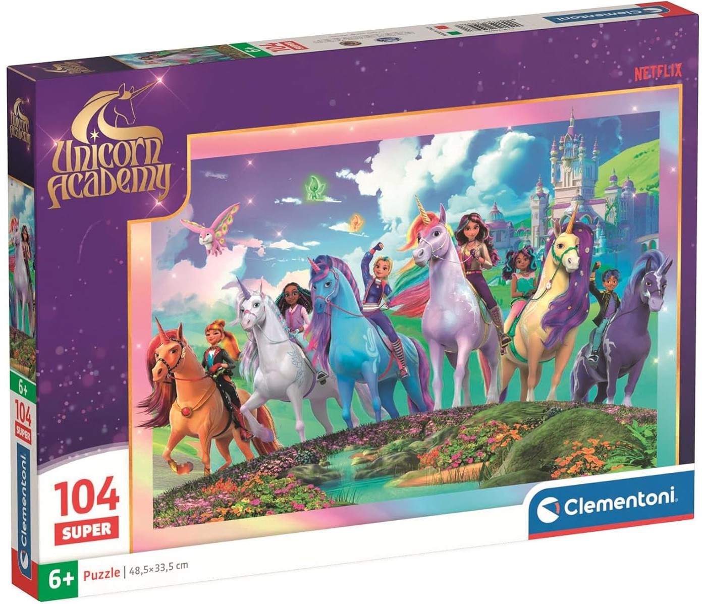 Puzzle pentru copii Clementoni de 104 piese - Academia pentru unicorni, varianta 1