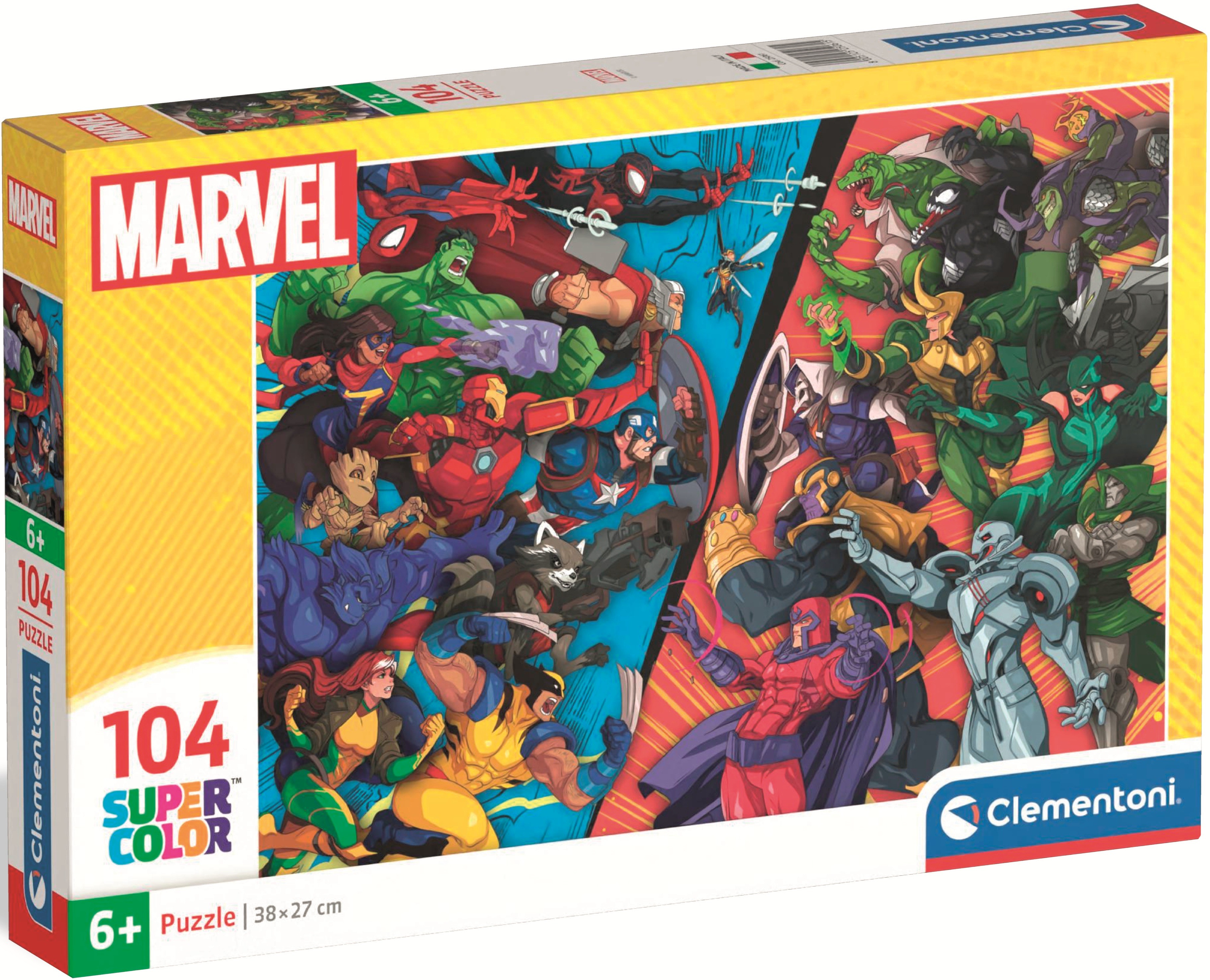 Puzzle pentru copii Clementoni din 104 piese - Eroi vs. Răufăcători