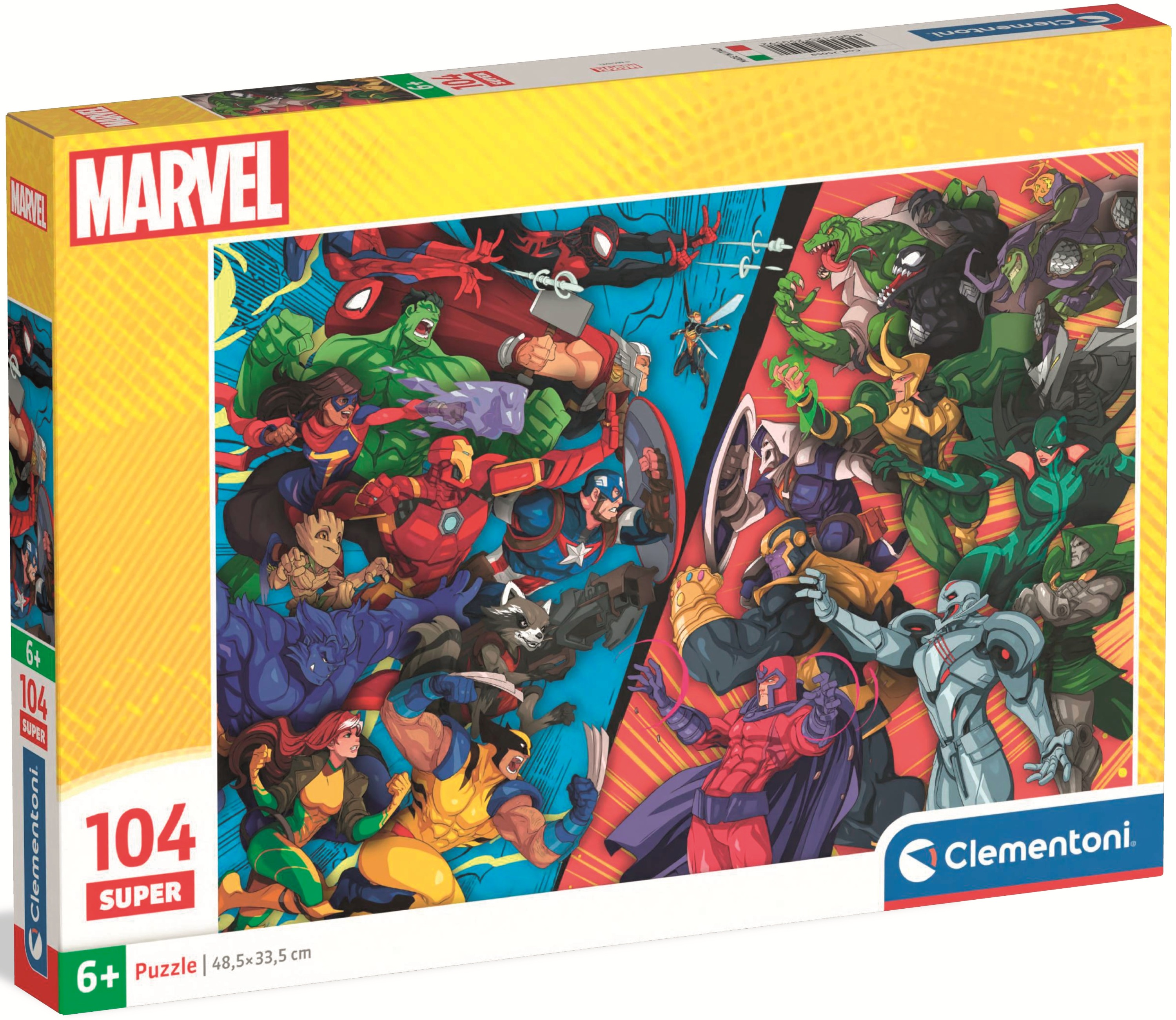 Puzzle pentru copii Clementoni din 104 piese - Eroii vs. Răufăcătorii Marvel
