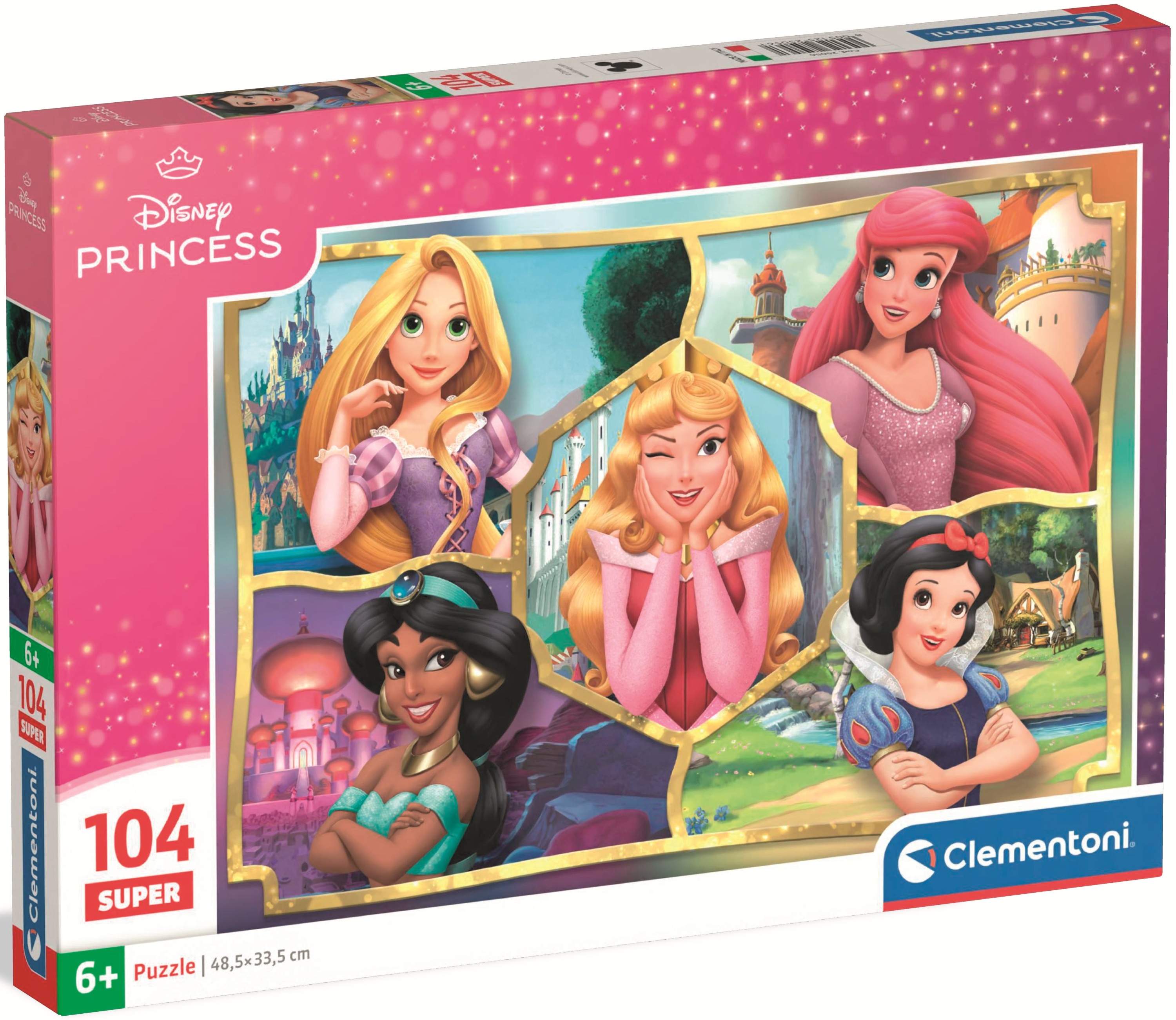 Puzzle pentru copii Clementoni din 104 piese - Prințese Disney, colaj