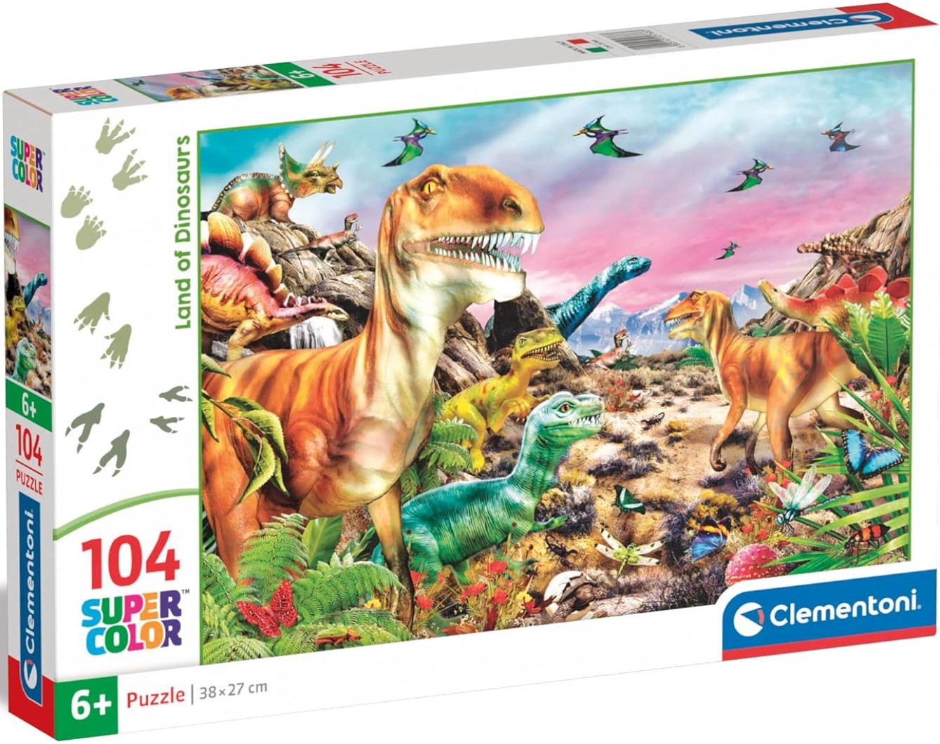 Puzzle pentru copii Clementoni din 104 piese - Țara dinozaurilor (varianta 2)