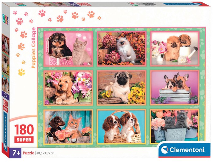 Puzzle pentru copii  Clementoni din 180 piese - Colaj cu catelusi