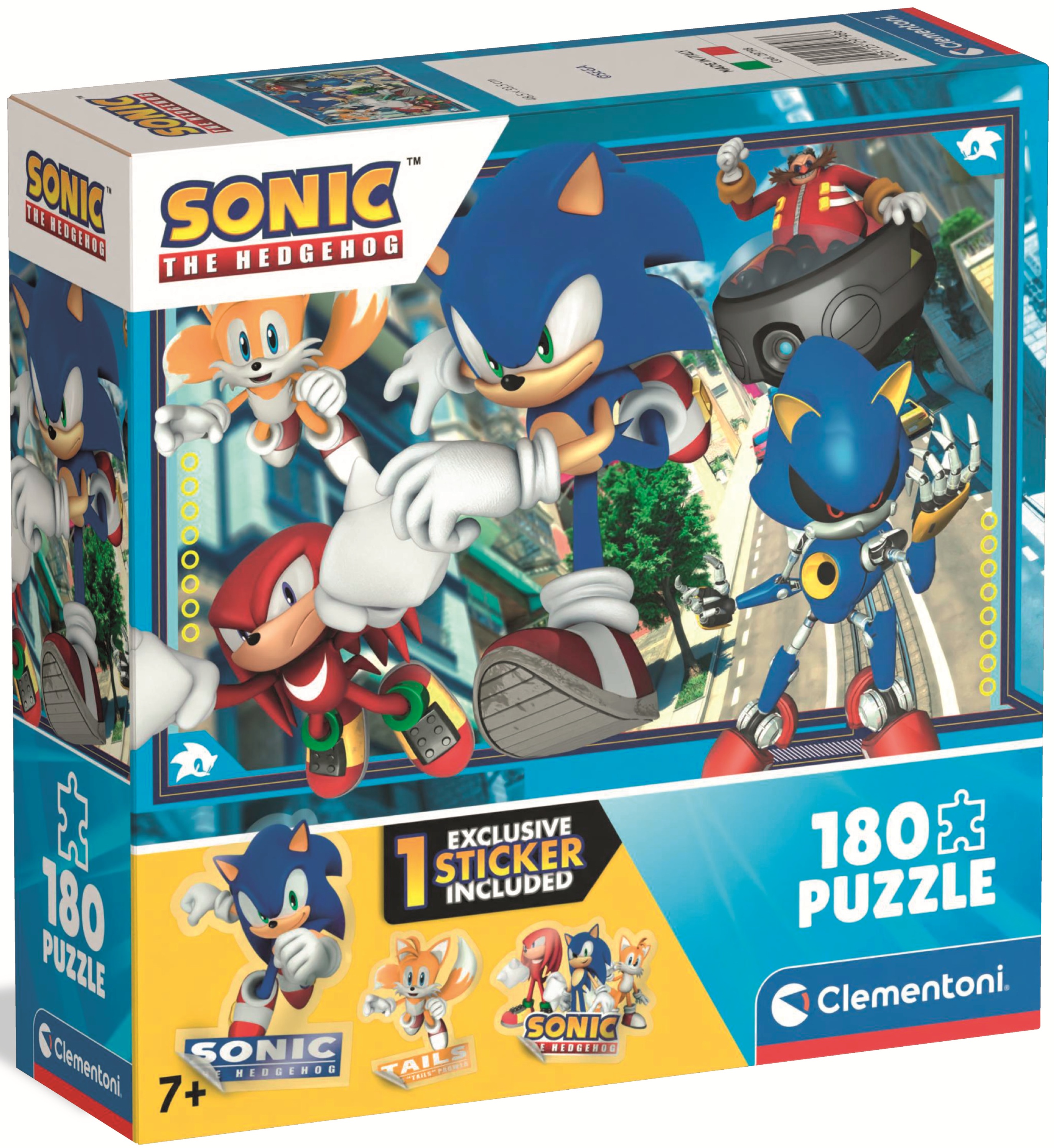 Puzzle pentru copii Clementoni din 180 piese - Sonic Ariciul, cu sticker, tip 3