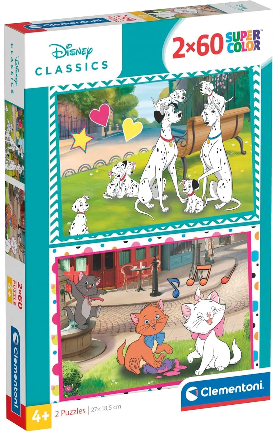 Puzzle pentru copii Clementoni de 2 x 60 piese - Disney Classics