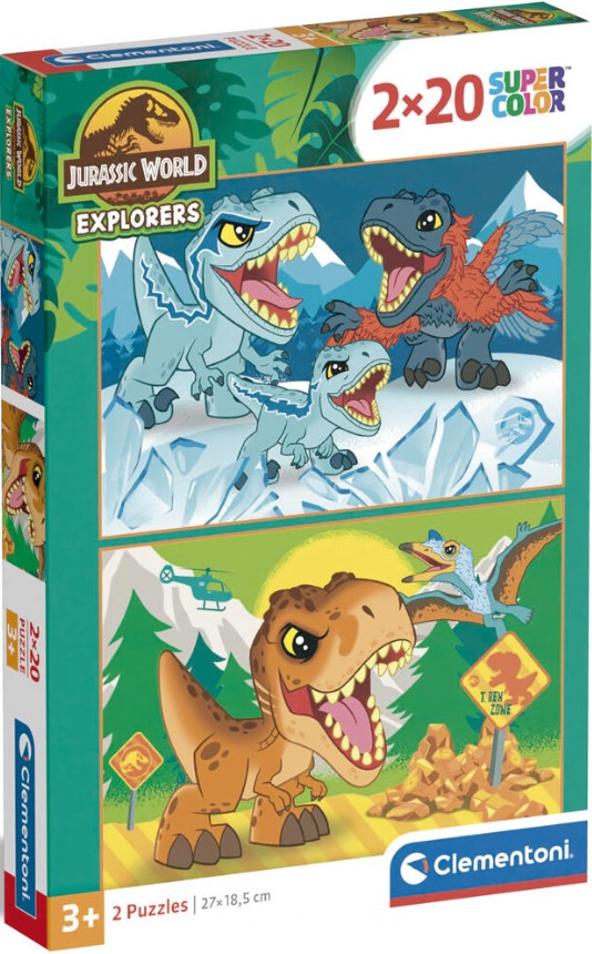 Puzzle pentru copii  Clementoni din 2 x 20 piese - lumea jurasică