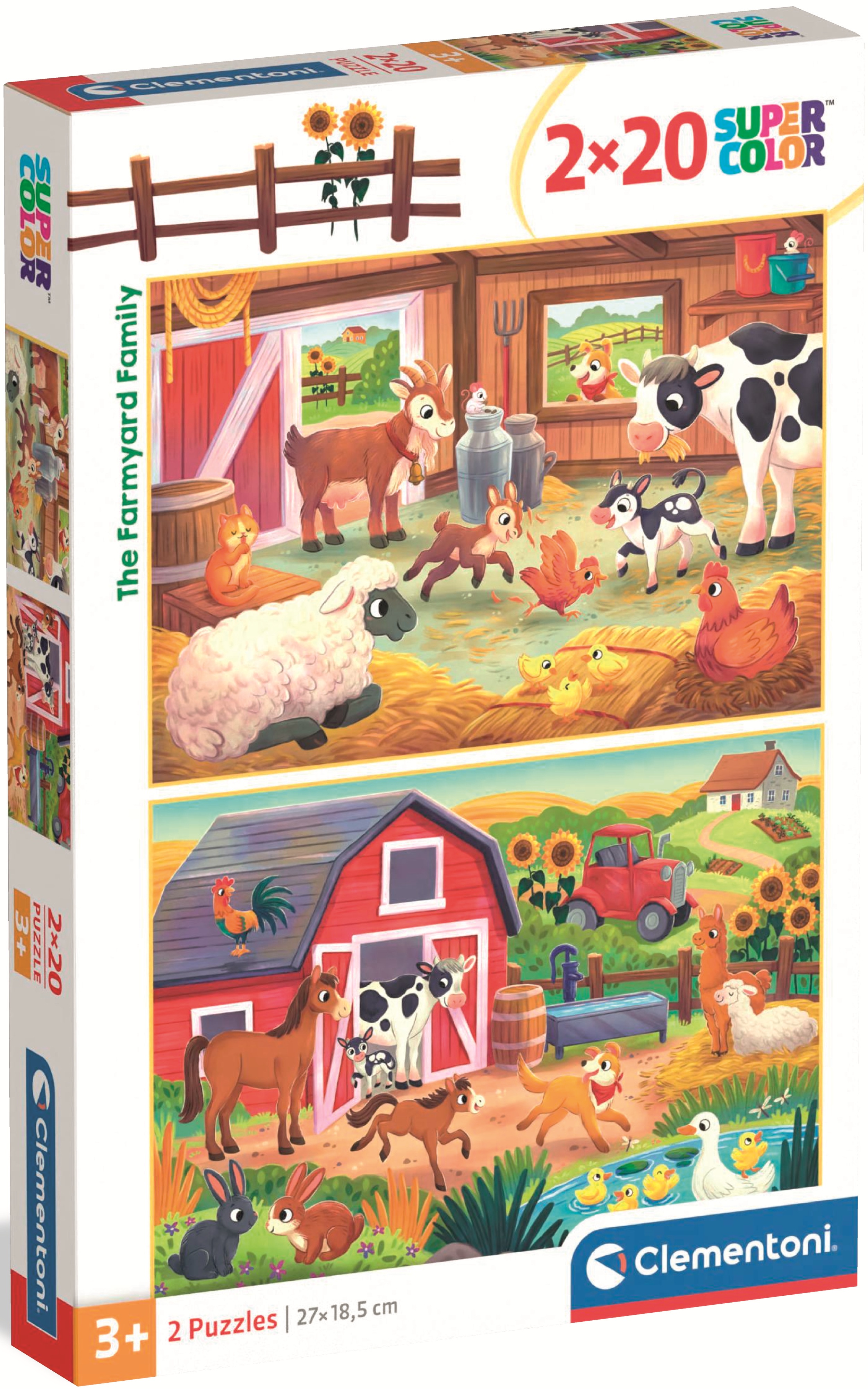 Puzzle pentru copii Clementoni din 2 x 20 piese - Animalele de la fermă