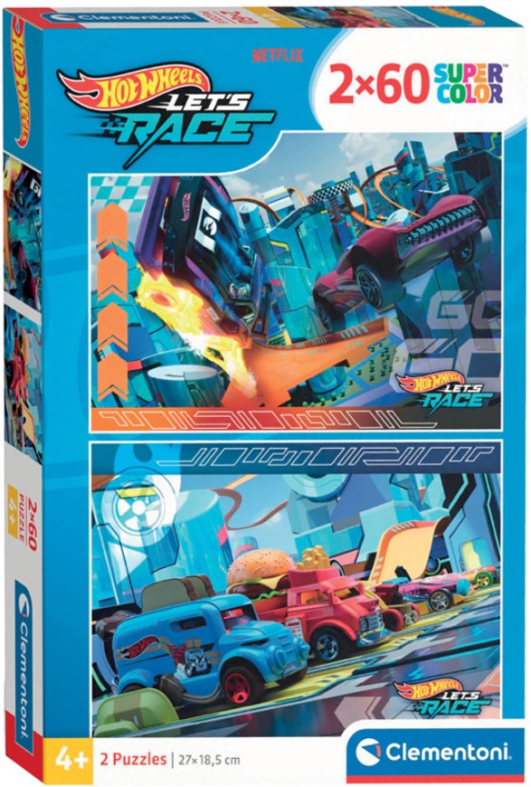 Puzzle pentru copii  Clementoni din 2 x 60 piese - Hot Wheels