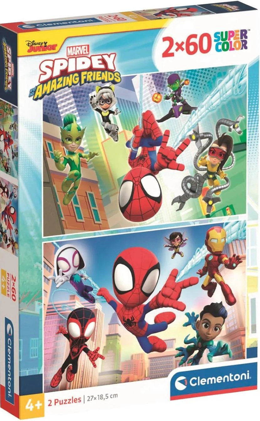 Puzzle pentru copii Clementoni din 2 x 60 piese - Spidey și prietenii săi minunați