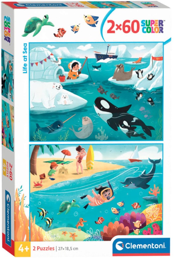 Puzzle pentru copii  Clementoni din 2 x 60 piese - Viața pe mare cu Noli
