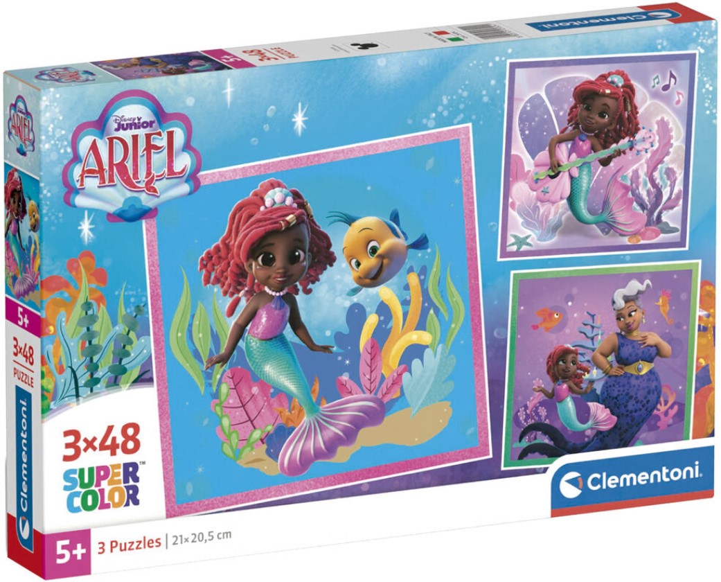 Puzzle pentru copii Clementoni din 3 x 48 piese - Ariel