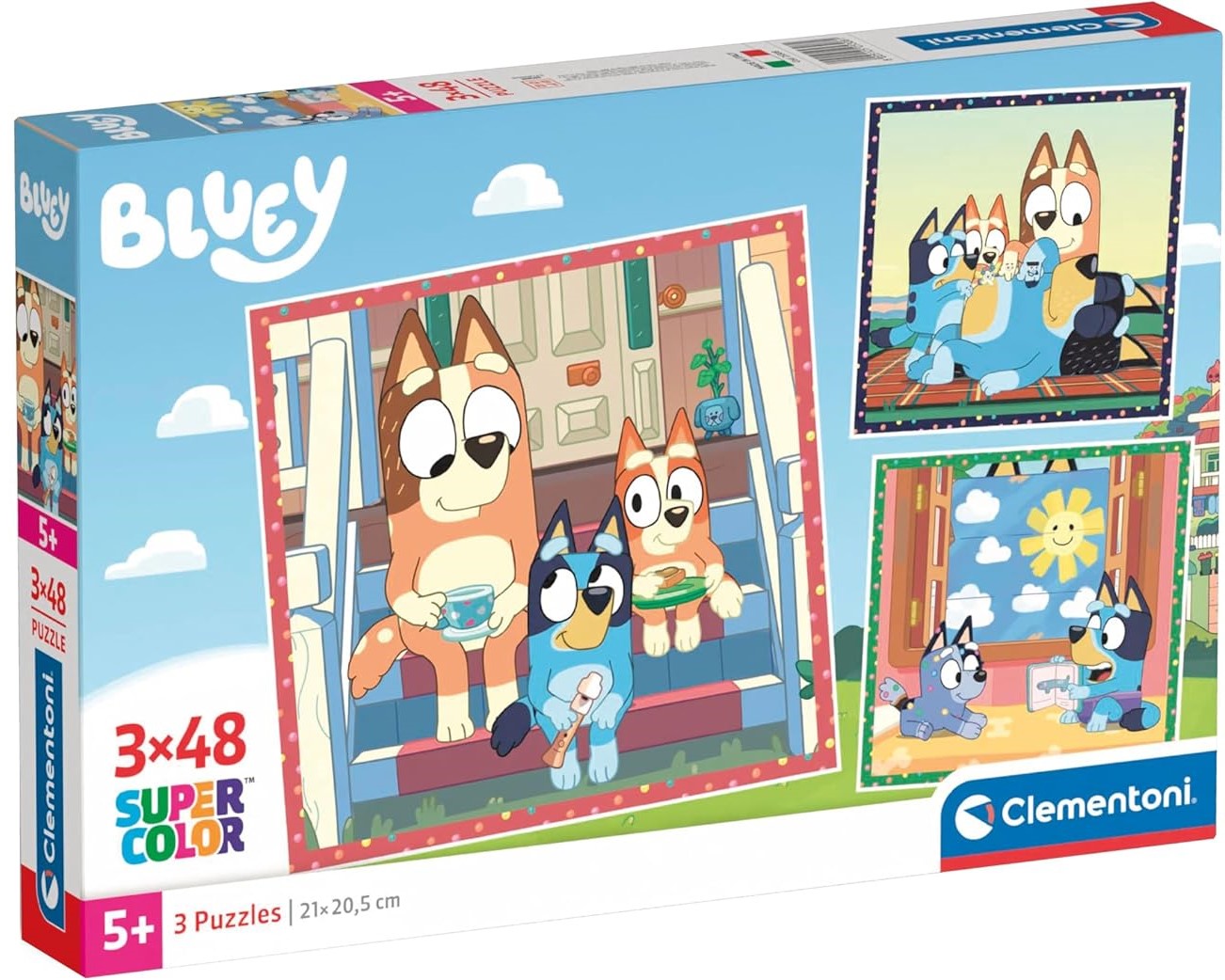Puzzle pentru copii Clementoni din 3 x 48 piese - Bluey