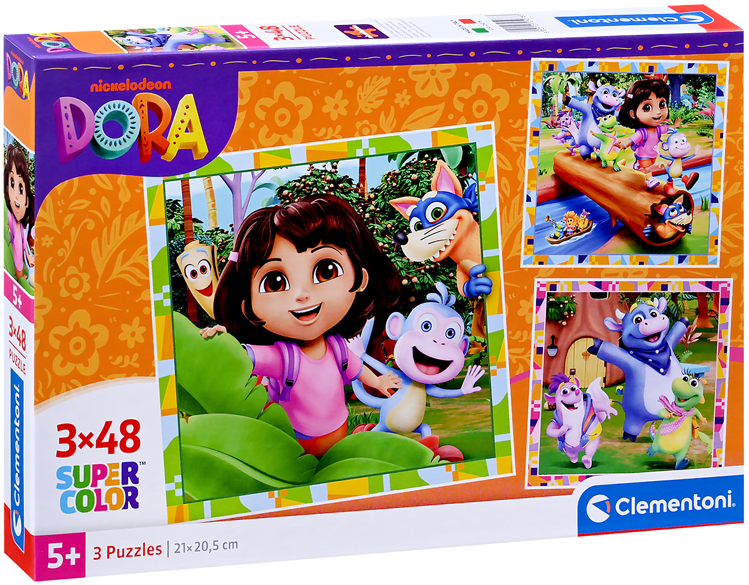 Puzzle pentru copii Clementoni din 3 x 48 piese - Dora Exploratoarea