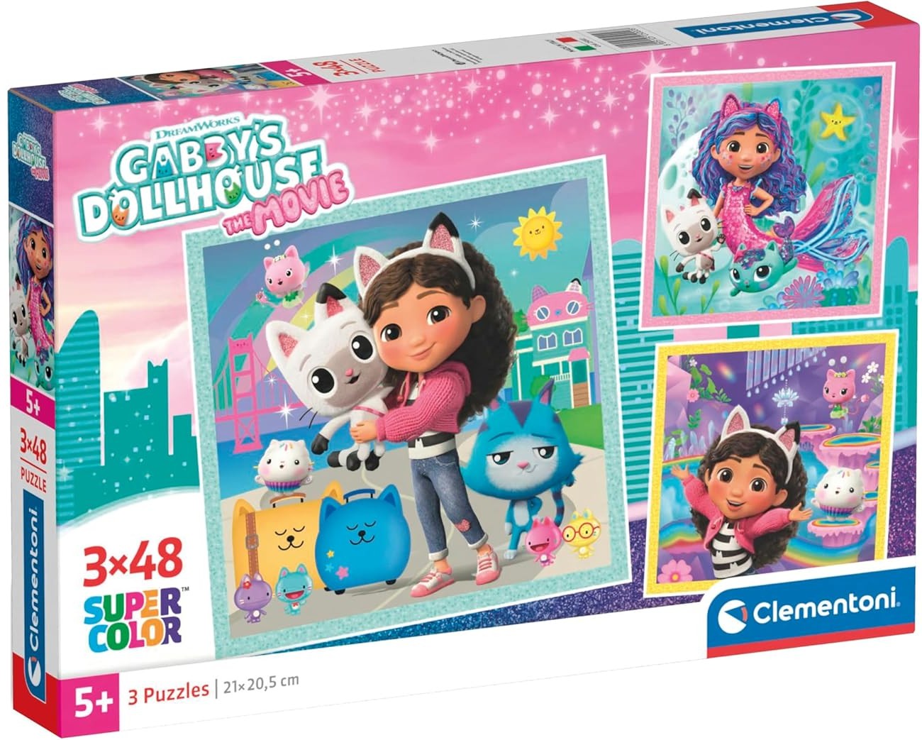Puzzle pentru copii Clementoni din 3 x 48 piese - Căsuța pentru păpuși a lui Gabi