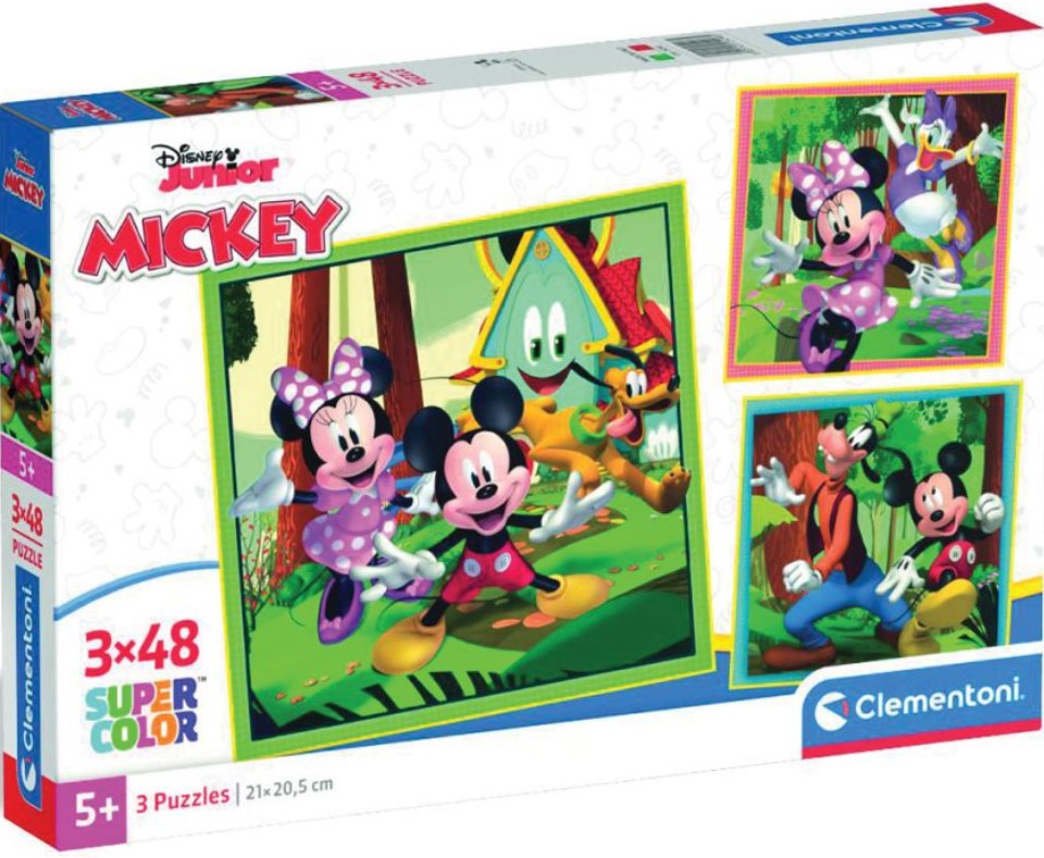 Puzzle pentru copii  Clementoni din 3 x 48 piese - Mickey și prietenii