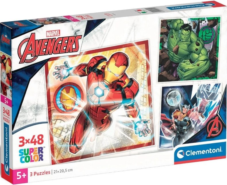 Puzzle pentru copii  Clementoni din 3 x 48 piese - The Avengers