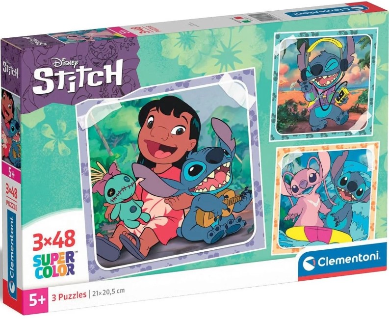 Puzzle pentru copii  Clementoni din 3 x 48 piese - Stitch