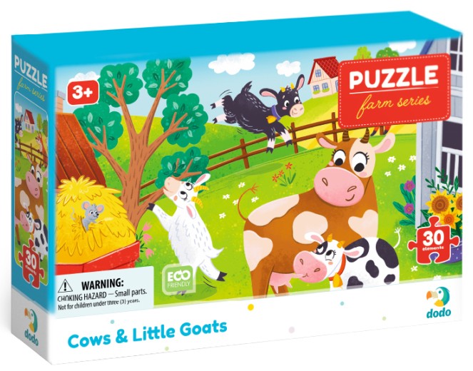 Puzzle pentru copii DoDo din 30 piese - Vaci și capre mici