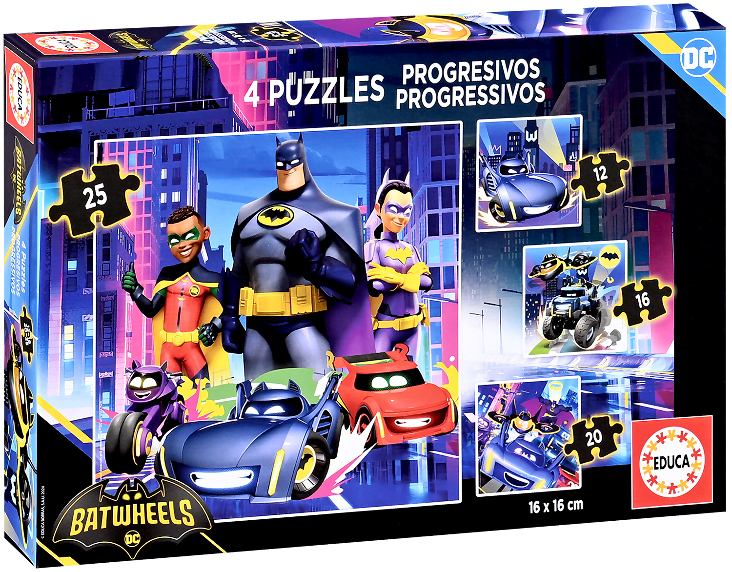 Puzzle pentru copii Educa 4 în 1 - Batwheels