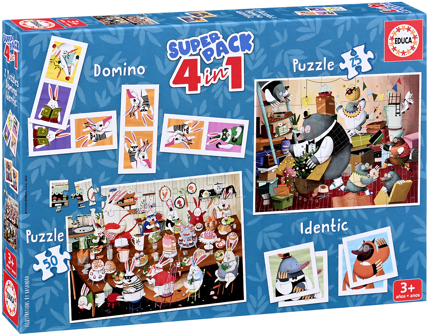 Puzzle pentru copii Educa 4 în 1 - Povești din pădure