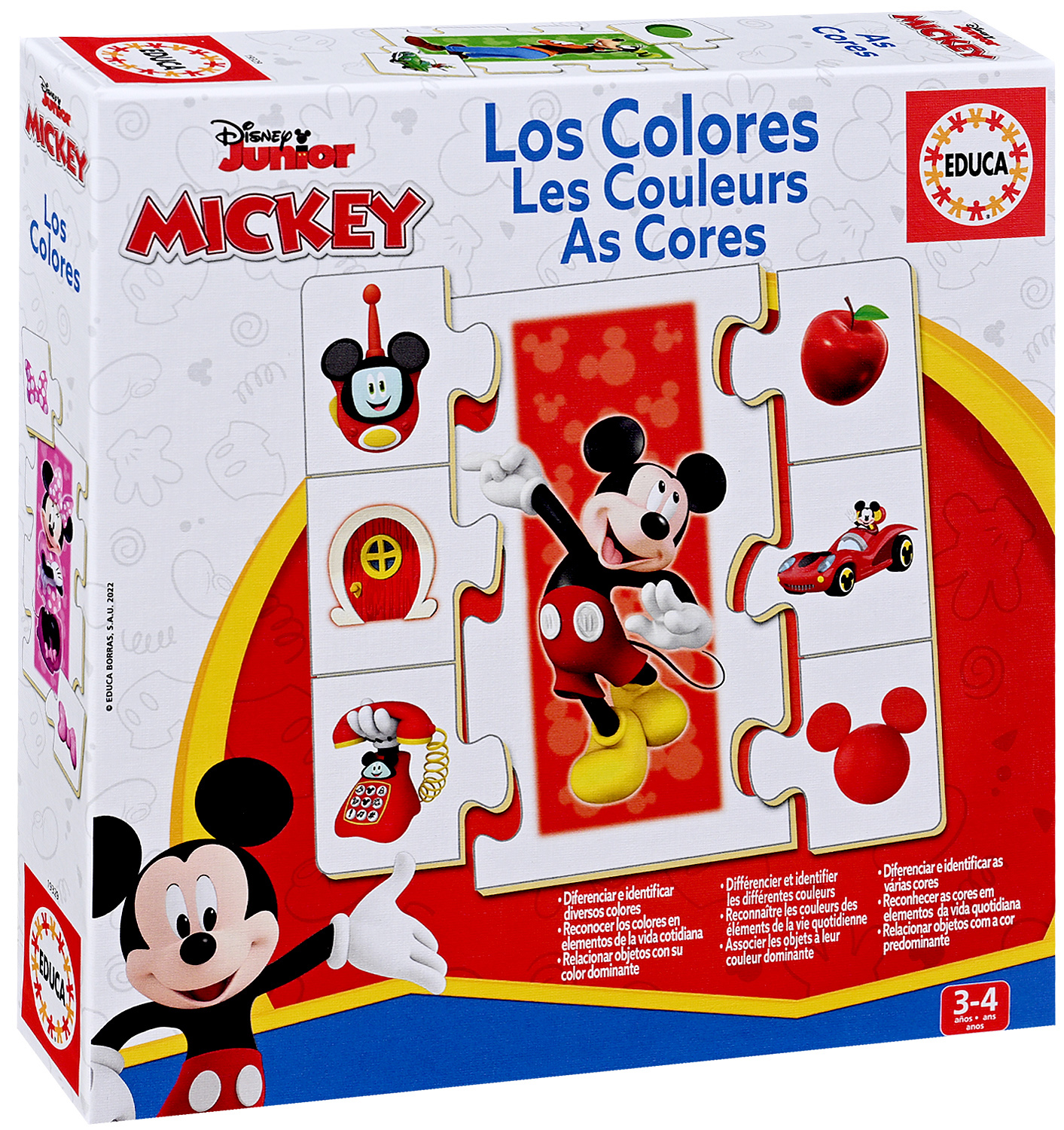 Educa 6 în 1 Puzzle pentru copii - Culori cu Mickey Mouse și prietenii săi