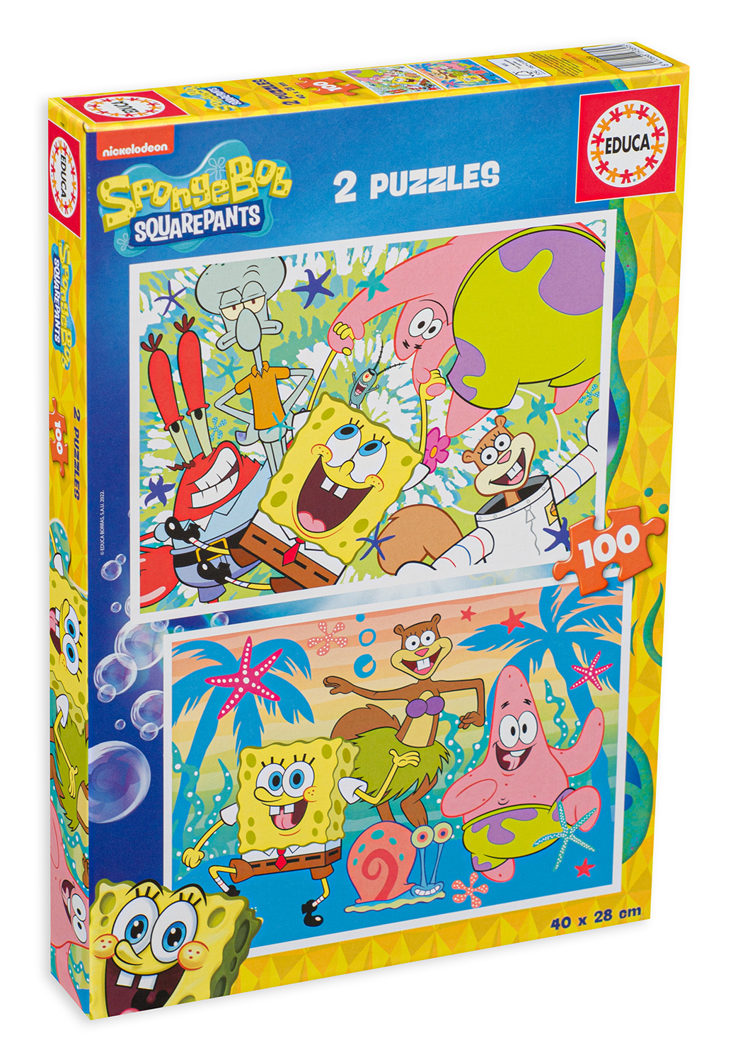 Puzzle pentru copii Educa din 2 х 100 de piese - Sponge Bob