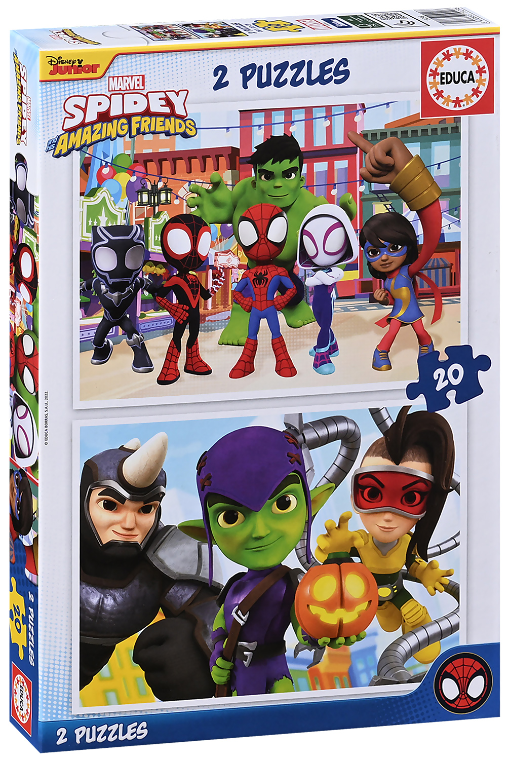 Puzzle pentru copii Educa din 2 х 20 de piese - Spiderman și prietenii săi
