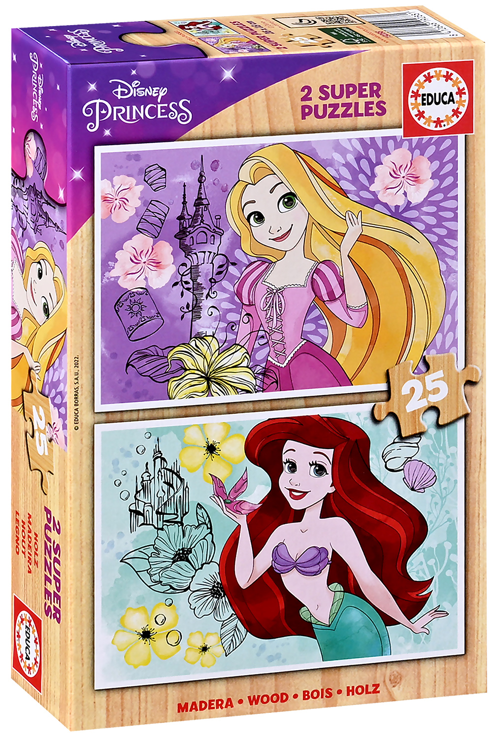 Puzzle pentru copii Educa din 2 x 25 de piese - Prințese Disney