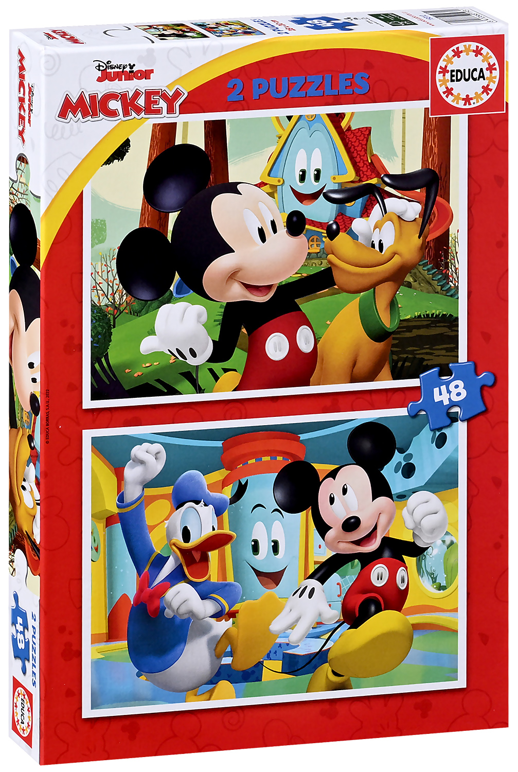 Puzzle pentru copii Educa din 2 x 48 de piese - Mickey Mouse în Casa de distracție