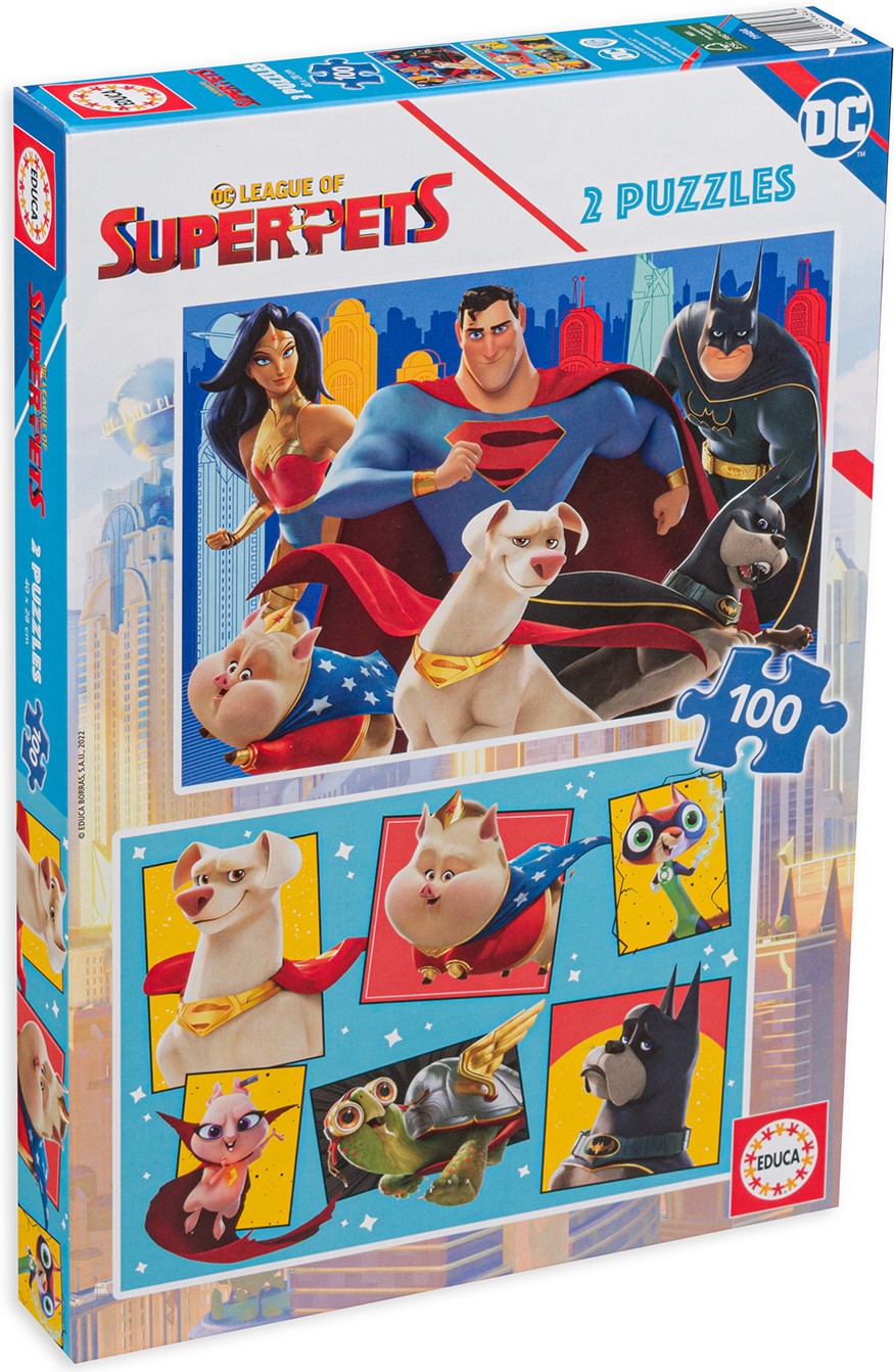 Puzzle pentru copii Educa din 2 x 100 de piese - DC Super Heroes