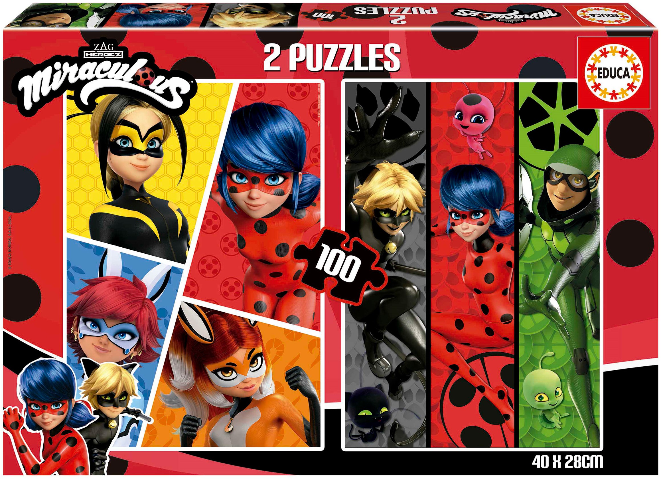 Puzzle pentru copii Educa din 2 x 100 piese - Buburuza si pisica