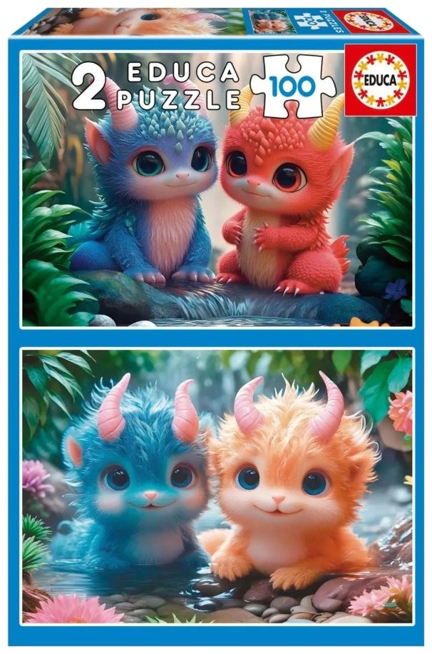 Puzzle pentru copii Educa din 2 x 100 piese - Monștri drăguți