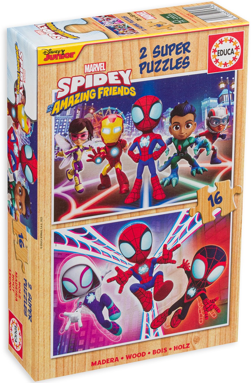 Puzzle pentru copii Educa din 2 x 16 de piese - Spider-Man și prietenii săi uimitori