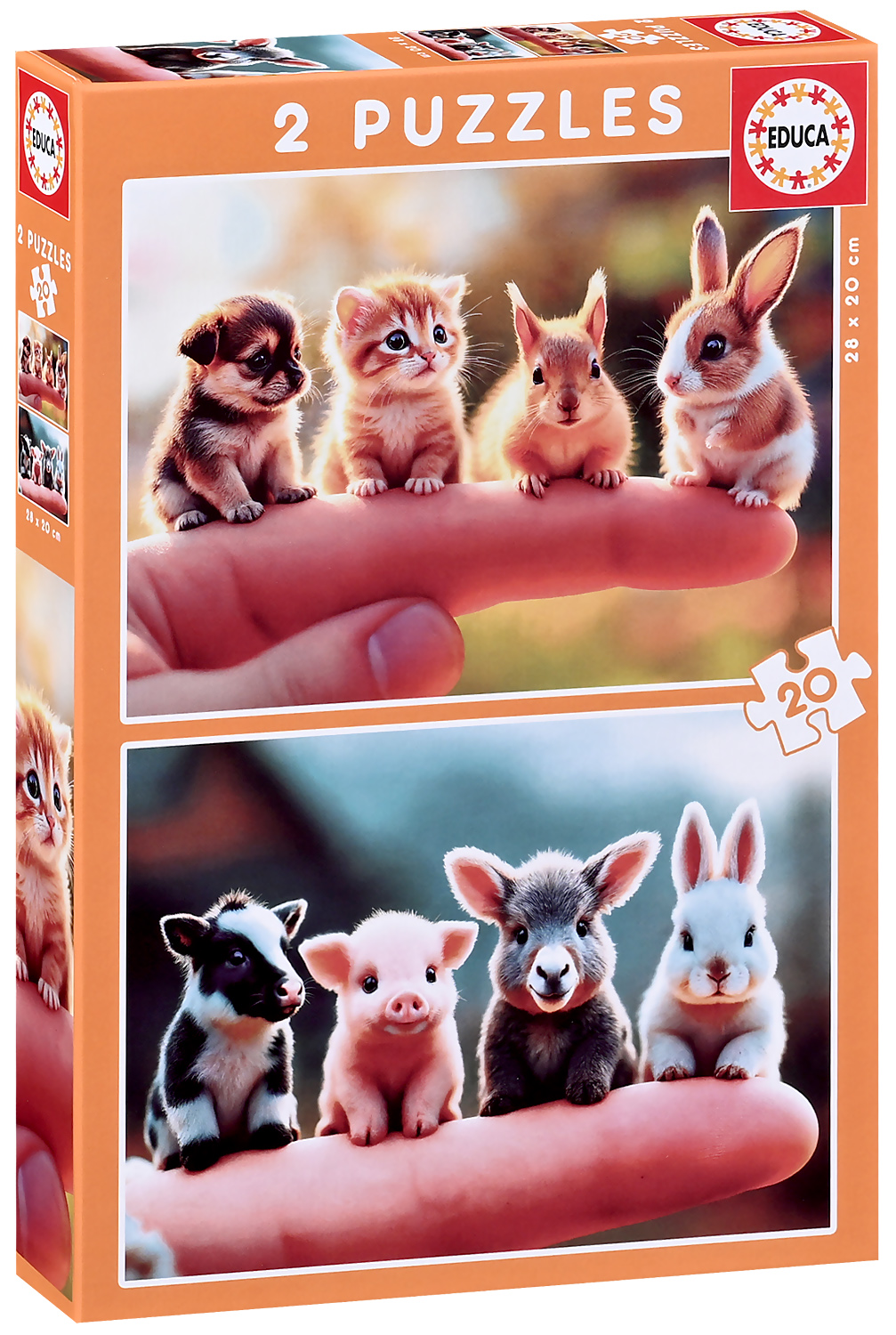 Puzzle pentru copii Educa din 2 x 20 piese - Puii de animale
