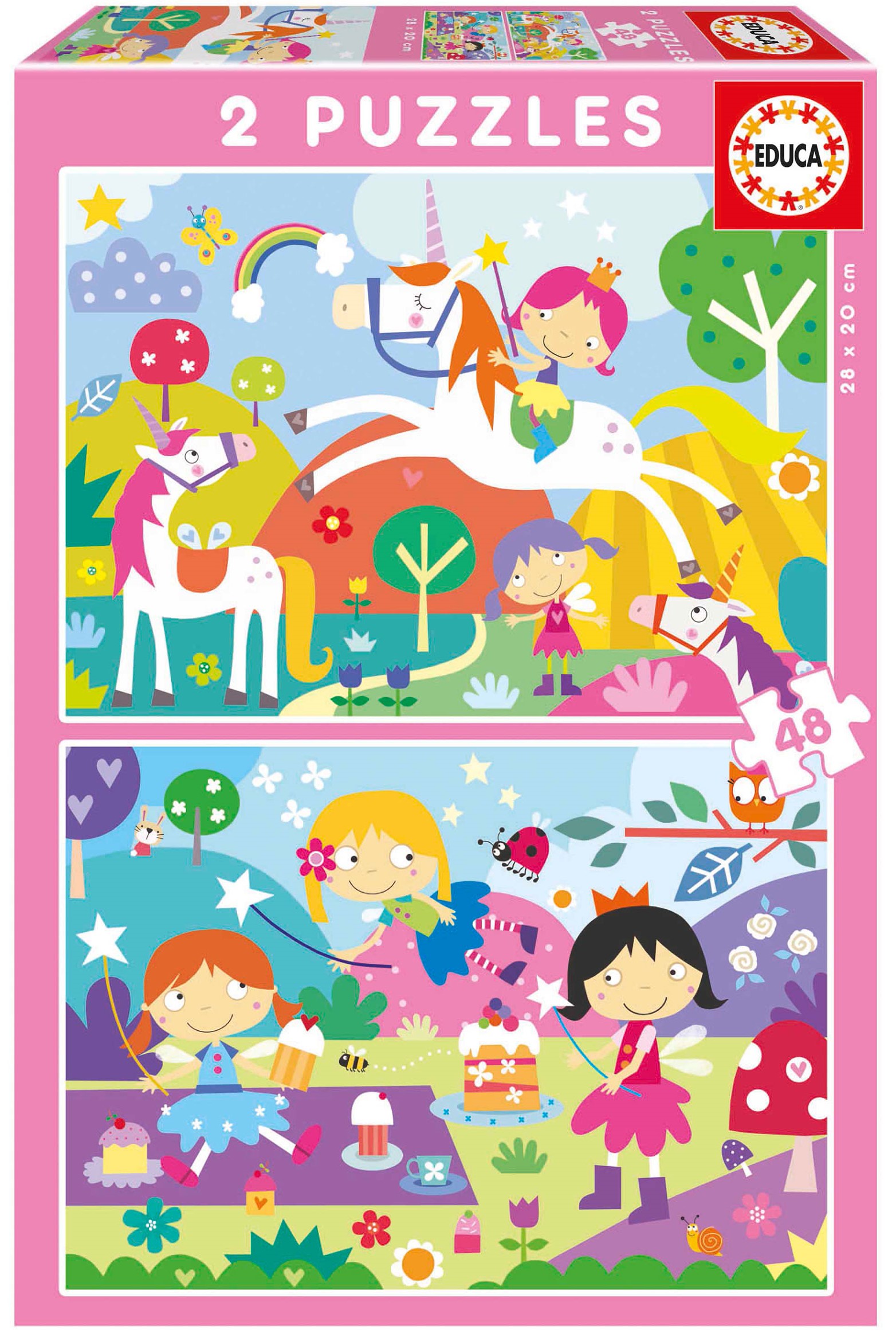 Puzzle pentru copii Educa din 2 x 48 piese - Prieteni fantastici