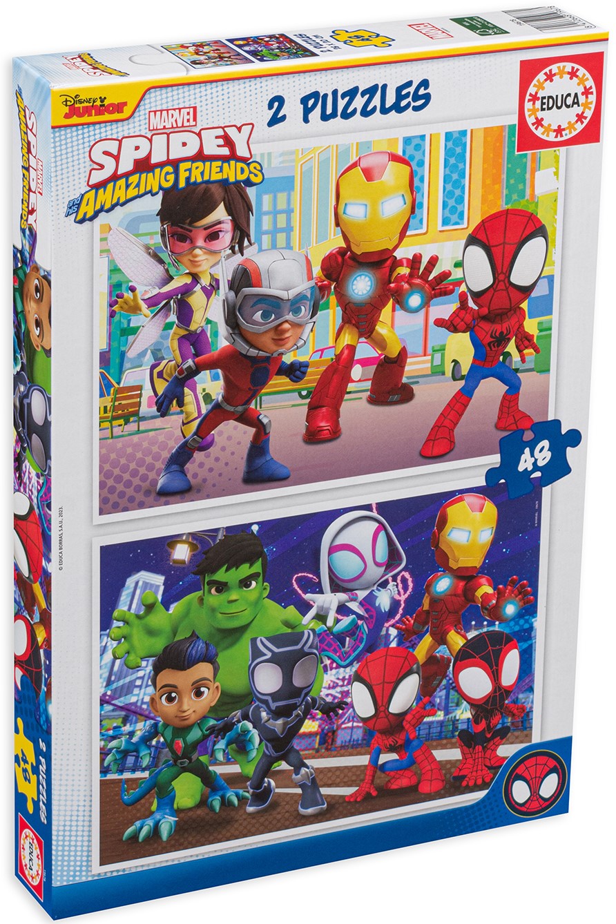 Puzzle pentru copii Educa din 2 x 48 de piese - Spiderman și prietenii săi incredibili