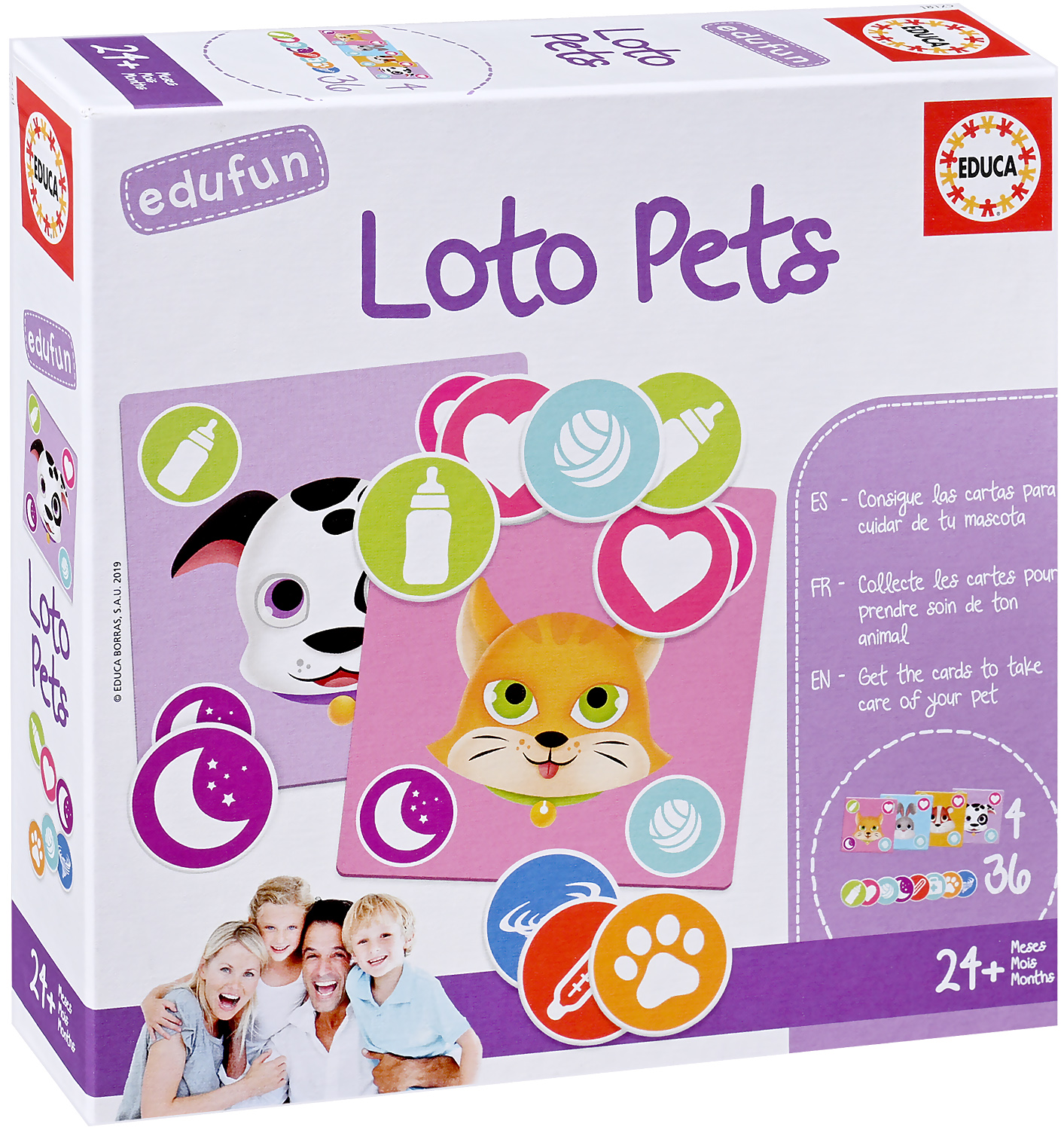 Puzzle pentru copii Educa de 40 de piese - Animale de companie, joc de carti