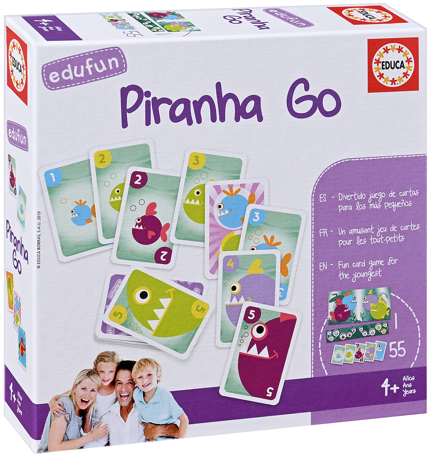 Puzzle pentru copii Educa din 56 de piese - Piranha, joc de carti