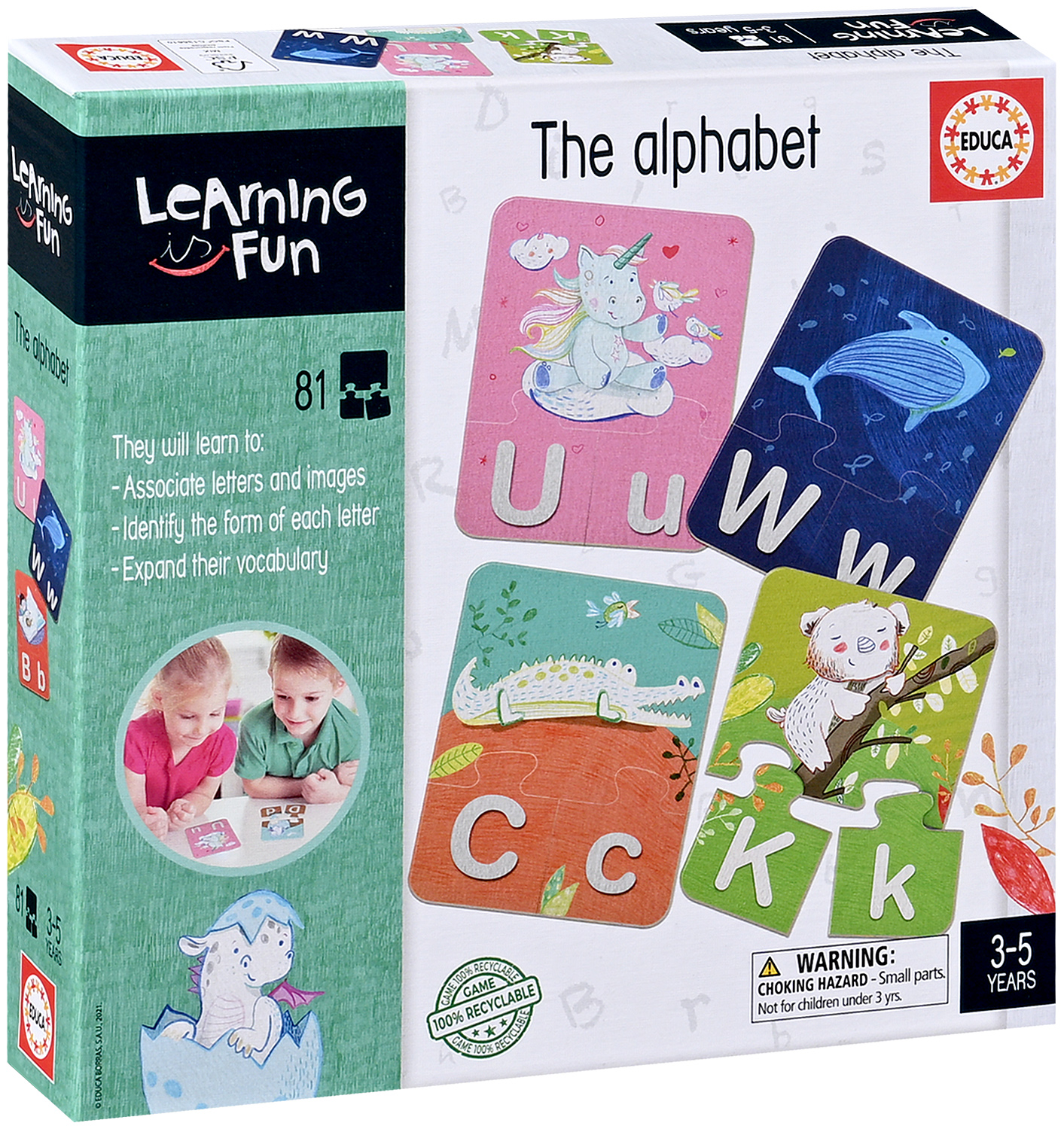 Puzzle pentru copii Educa din 78 de piese - Alfabetul