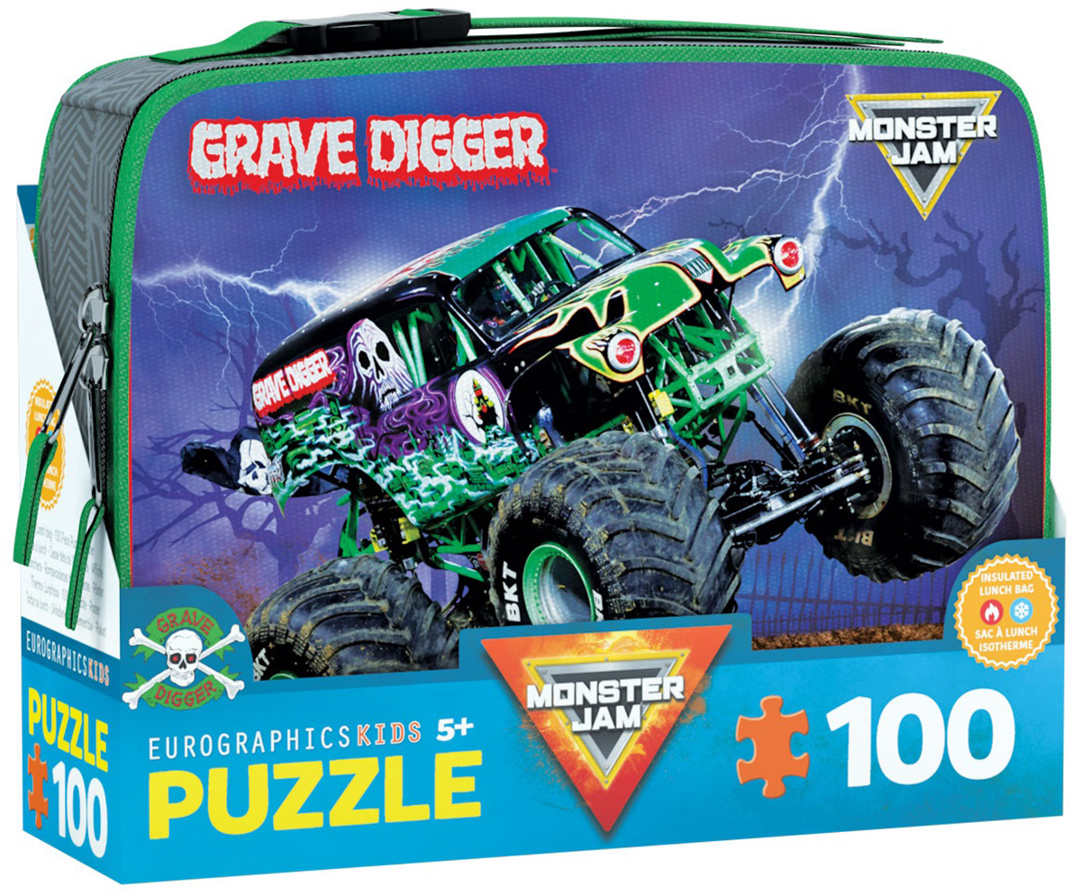 Puzzle pentru copii  Eurographics din 100 piese - Pachet de prânz  "Monster Jam: Grave Digger"
