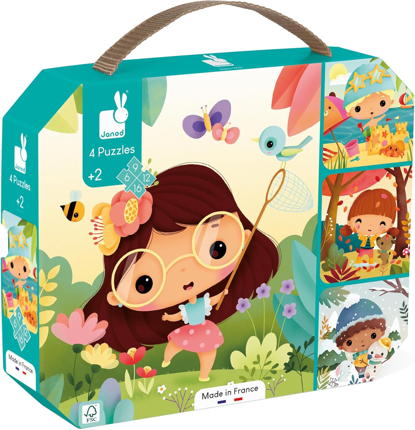 Puzzle pentru copii Janod 4 în 1 - Patru anotimpuri
