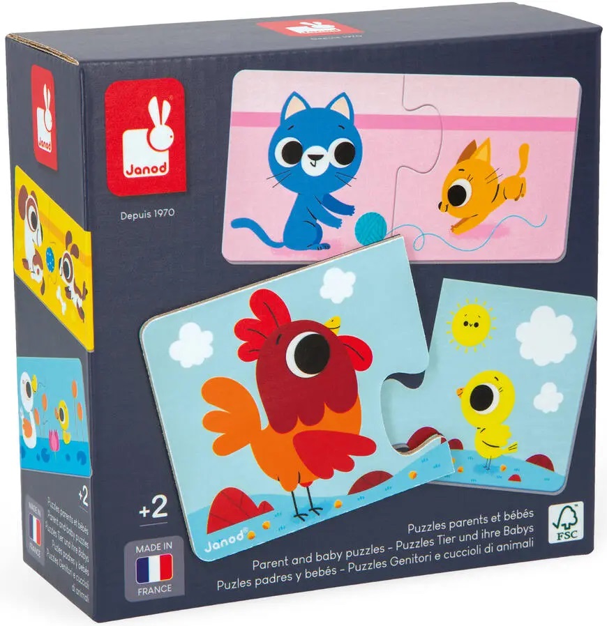 Puzzle pentru copii  Janod - Parent and Baby Animals, 24 piese