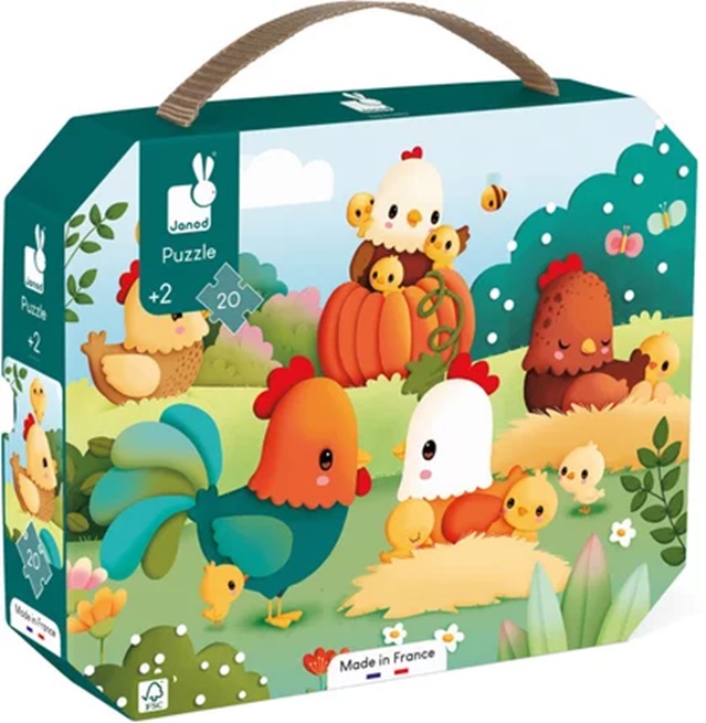 Puzzle pentru copii Janod - Animale de fermă, 20 piese