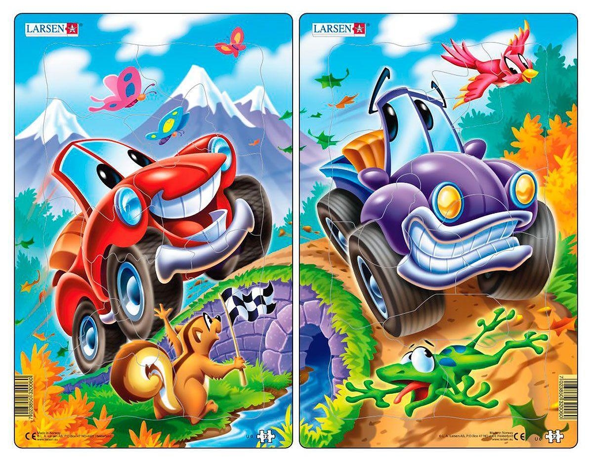 Puzzle pentru copii Larsen din 12 piese - Mașini, sortiment