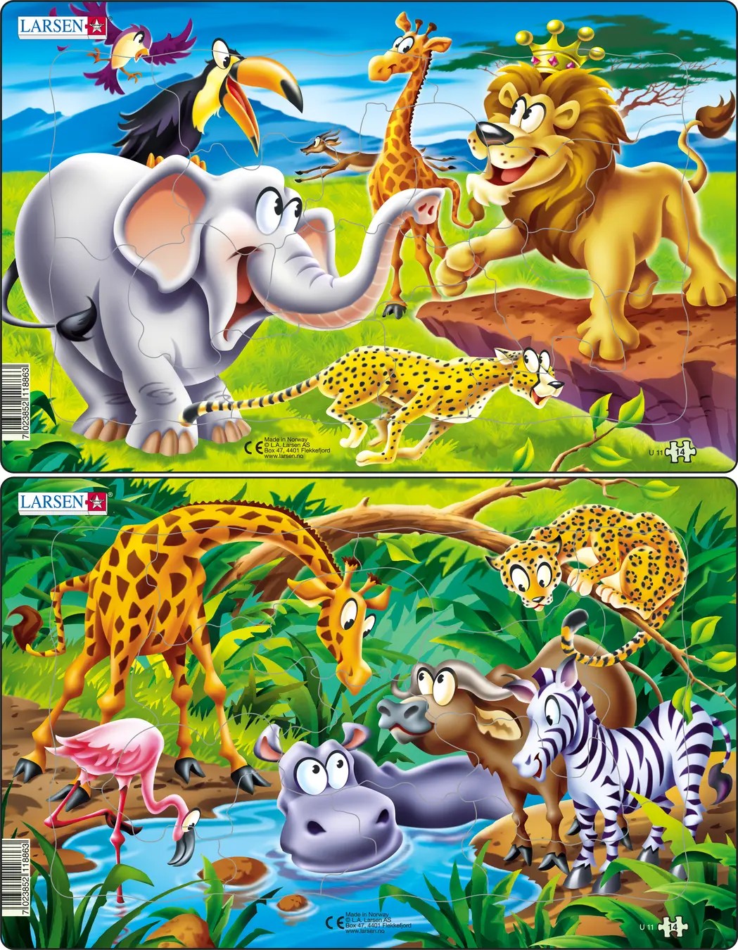 Puzzle pentru copii Larsen din 14 piese - Safari, sortiment