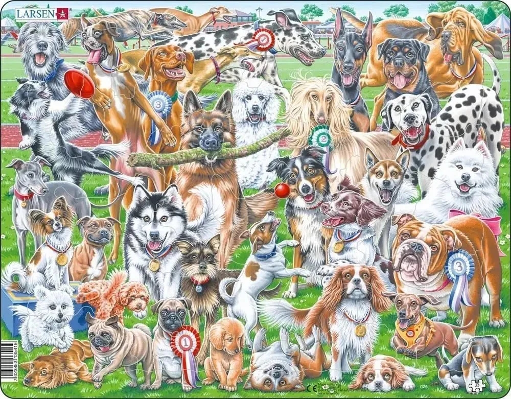 Puzzle pentru copii Larsen din 32 piese - Câini jucăuși