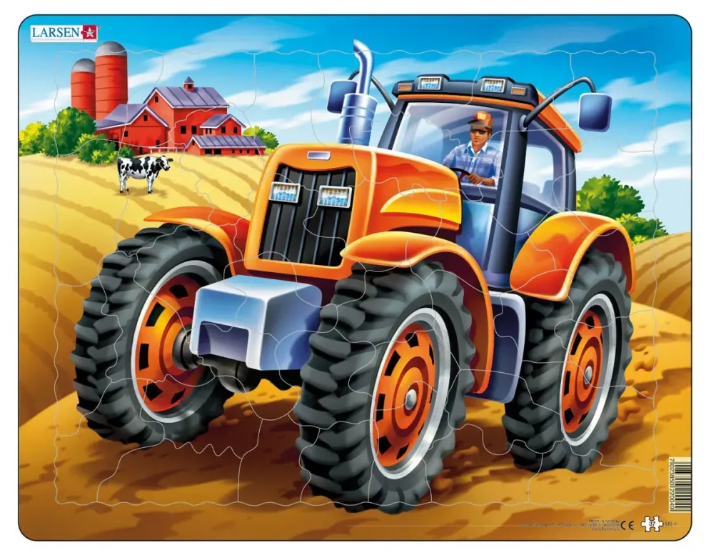 Puzzle pentru copii Larsen din 37 piese - Tractor mare pe câmp