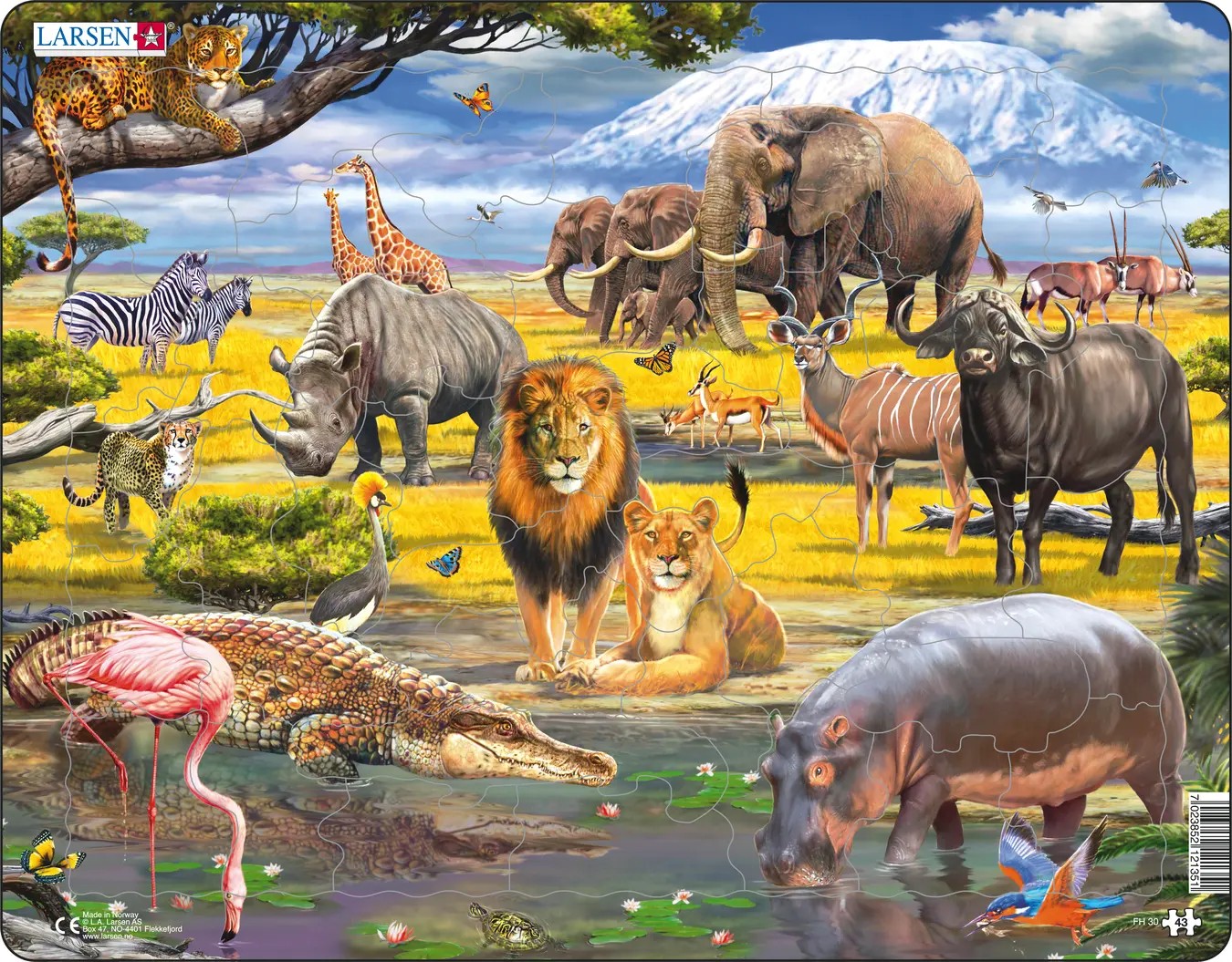Puzzle pentru copii Larsen din 43 de piese - Savana
