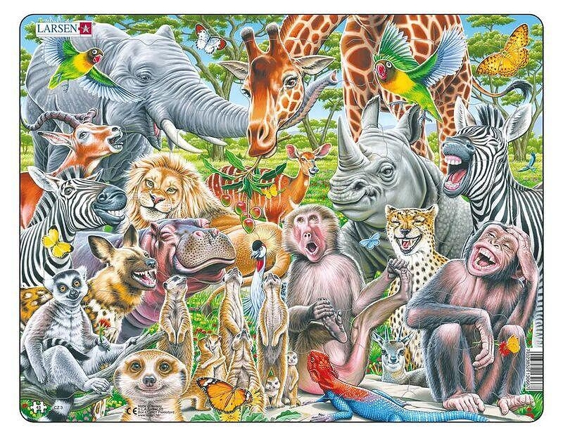 Puzzle pentru copii Larsen din 43 piese - Animale africane fericite