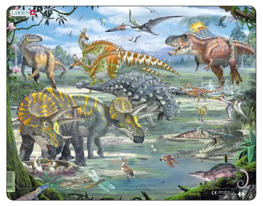 Puzzle pentru copii Larsen din 65 de piese - Dinozauri