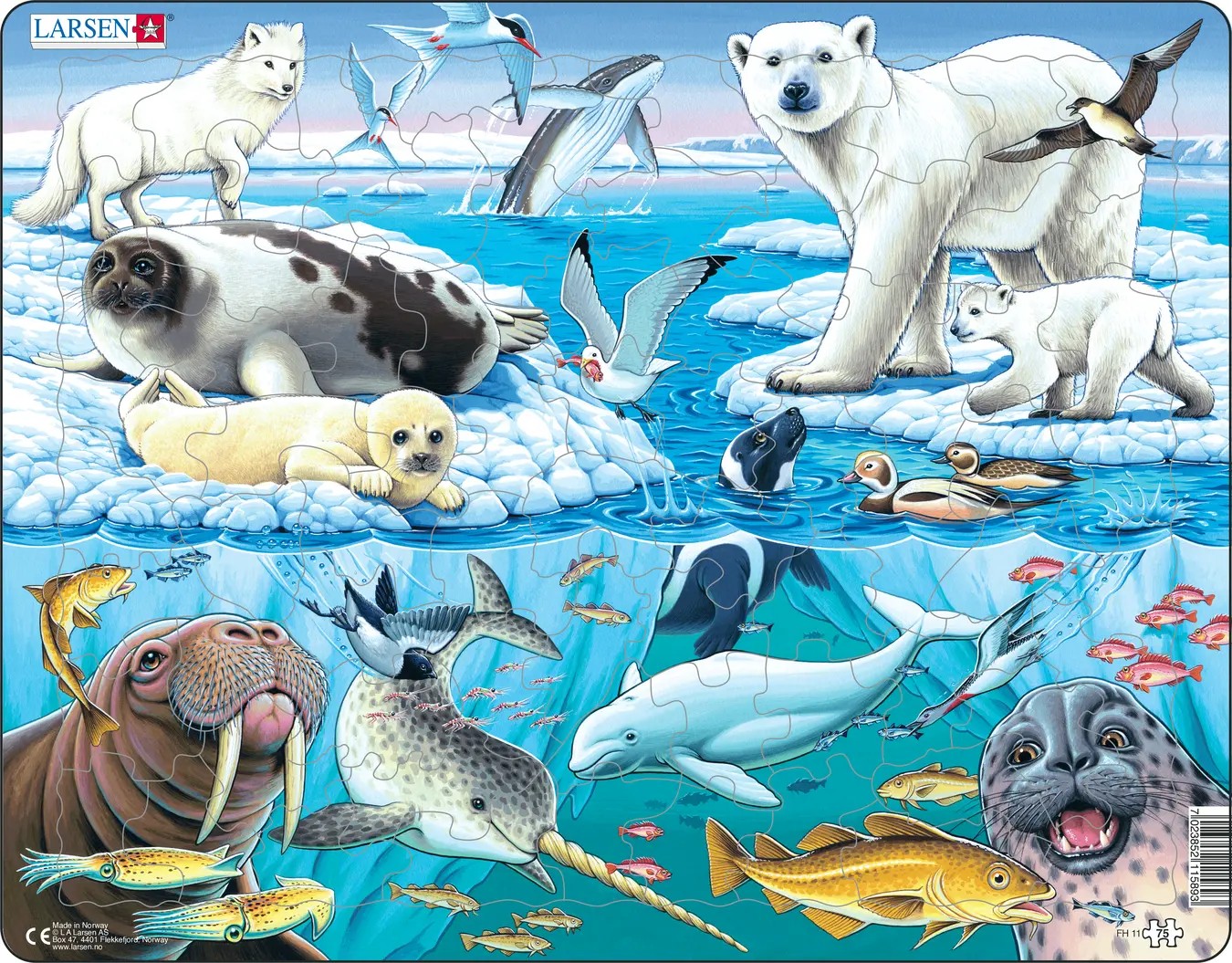 Puzzle pentru copii Larsen din 75 de piese - Animale polare